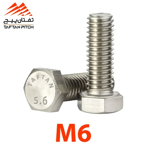 پیچ شش گوش آهنی سفید M6×30